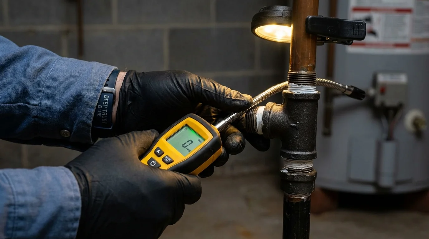Gas leak detection with electronic sniffer by Johns Plumbing LLC in Pratt