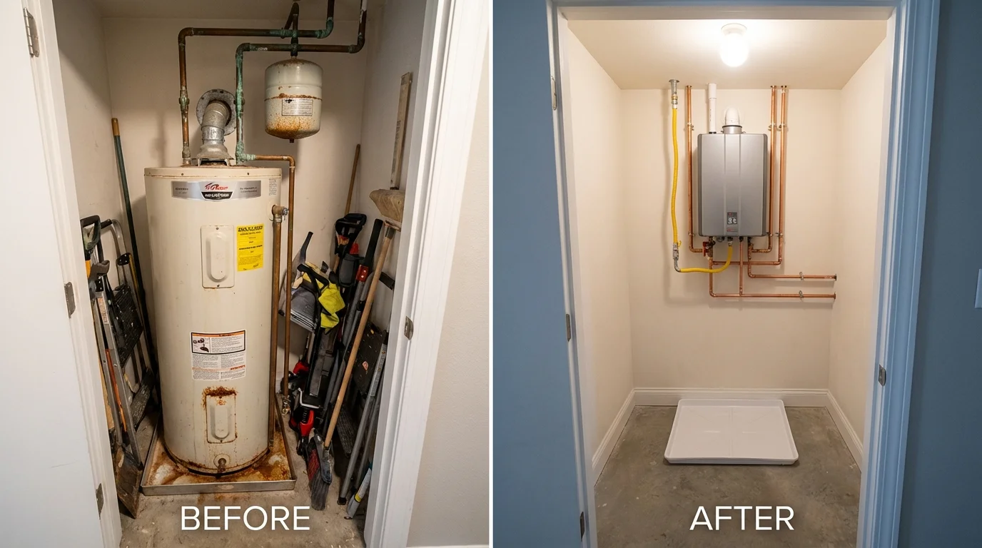 Tank water heater versus wall-mounted tankless unit comparison for Pratt, KS homeowners